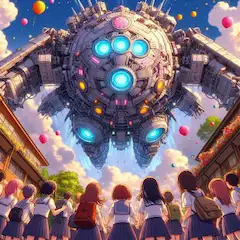 学園祭で突如現れた巨大な宇宙船艦