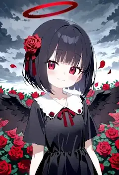 バラ園に佇む堕天使