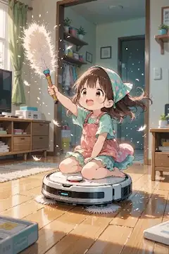 お掃除大作戦中のお嬢さん