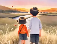 夕暮れの約束 - 兄妹の帰り道