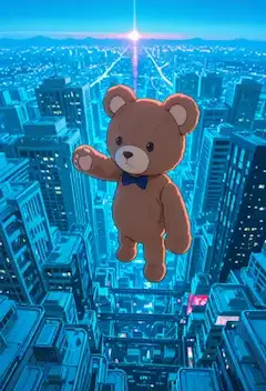 空飛ぶクマのネオンシティ冒険