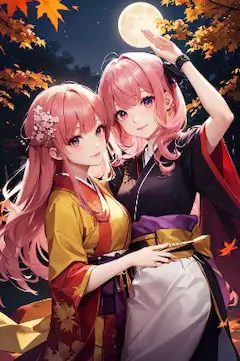 お月見　姉妹