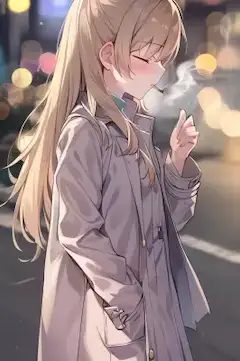 くわえタバコのお姉さん