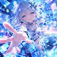 電脳世界から手を伸ばす美少女！グリッチと光が織りなすサイバーSFファンタジー