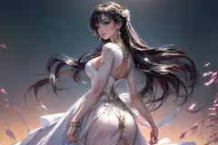Ball gown from behind cowboy shot
