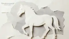 和紙で描く白馬の優美