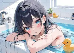 浴槽に浮かぶ青い瞳
