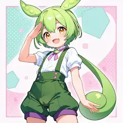 緑の妖精の元気いっぱい敬礼！