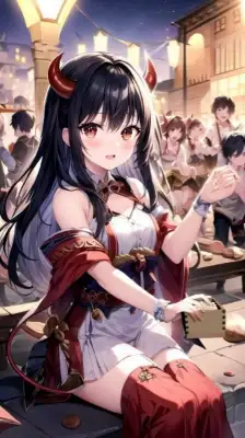 なぜか豆まきに参加する鬼の女の子