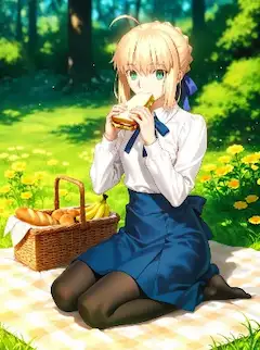 サンドイッチを食べるアルトリアさん