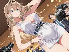 フラッシュに輝く金髪美女