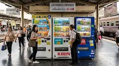 タイの駅にある日本製の自販機