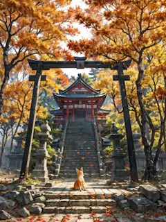 秋めく社