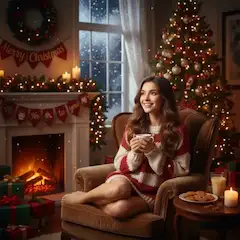 雪降る夜の温かなクリスマス