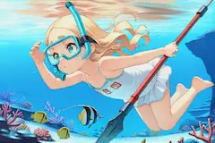 漁をするおでこちゃん