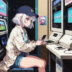 レトロゲームで遊ぶ少女