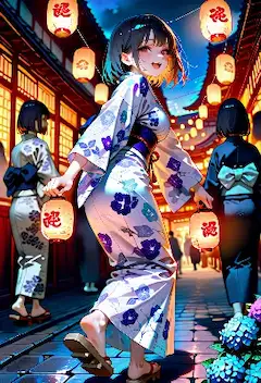 夏祭りの城下町を灯す浴衣の笑顔