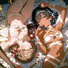 二人の甘いチョコレートタイム