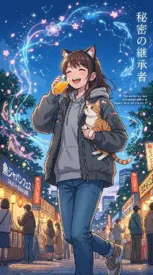 猫耳少女の星祭り夜散歩