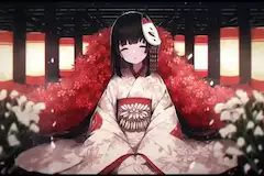 和服女子＋花