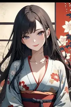 花咲く着物の微笑み