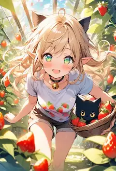 温室でイチゴ狩り