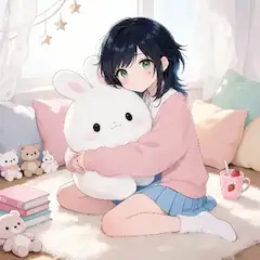 白いうさぎと過ごす穏やかな午後