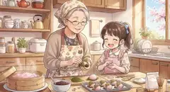 おばあちゃんと桜餅作り