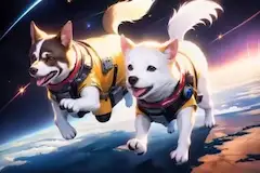ベルカとストレルカの散歩