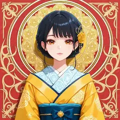 黄金の着物に輝く少女