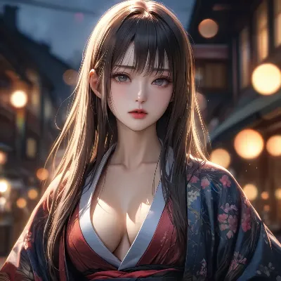 夜の路地に咲く美女