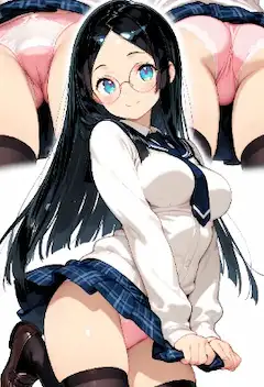眼鏡美少女のいたずら微笑み