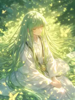 目を閉じて正座しているFateのエルキドゥ🌿