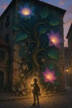 夕暮れの街に咲く魔法の花