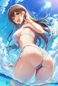 夏の海に輝く笑顔