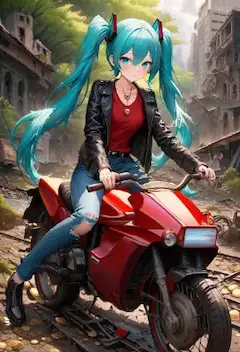 廃墟の街を駆けるミク