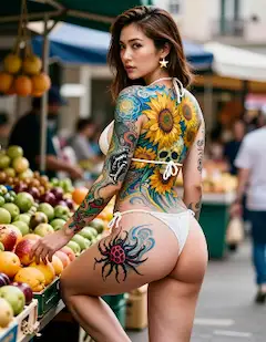 主婦まゆみさん❤️‍🔥 ボディペインティング🌻 ゴッホ風「Sunflower Skull Art」
