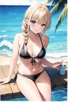 ビキニ水着の少女グラビアイラスト