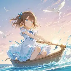手漕ぎボートレースの少女