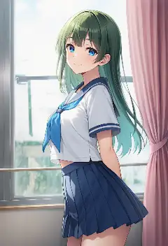 窓辺の微笑み、少女の秘密の朝
