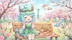 フォレストちゃん！、公園のベンチ！、梅の花！、ピース！