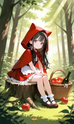 赤ずきんコスの少女