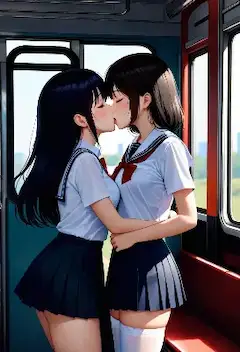 揺れる電車内で交わす初めてのキス