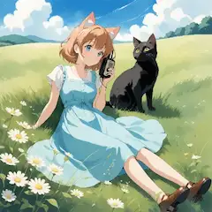 草原ラジオと黒猫の午後