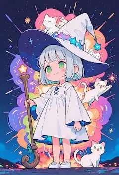 魔法少女と白猫たちの星空パーティー