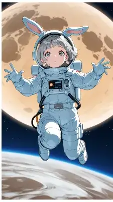 月面着陸の日(7月20日)　うさ耳宇宙服