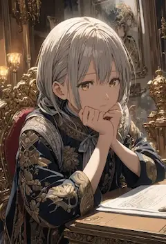 悩める銀髪少女。