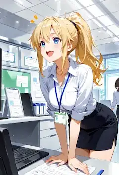 オフィスの輝く笑顔と秘密の計画