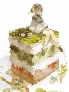 四角い三色ケーキ