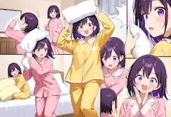 枕投げで笑顔はじけるパジャマの夜